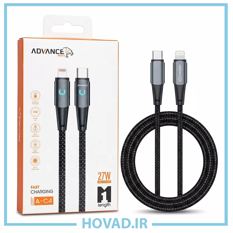 کابل شارژ لایتنینگ به تایپ سی ADVANCE مدل A-C4